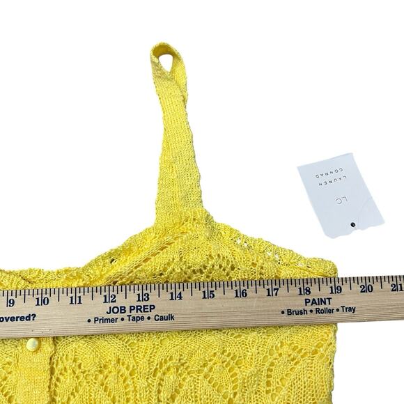 LC Lauren Conrad Pointelle Knit Tank Top Large Yellow Preppy Classic Casual - Picture 8 of 9